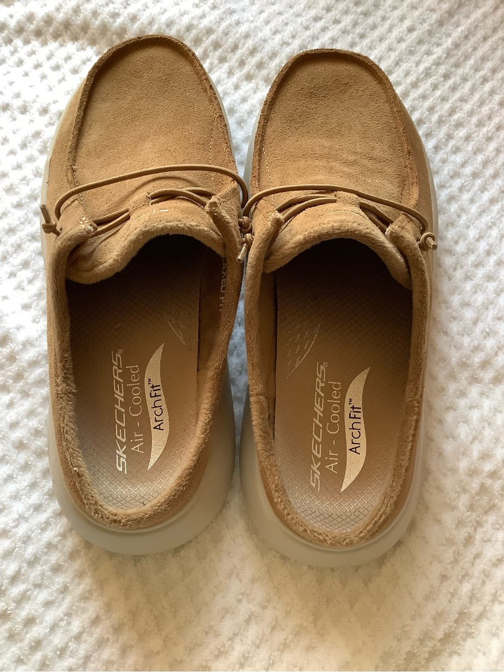 Skechers Men’s Tan Suede Slip-On Loafers with ArchFit Insole